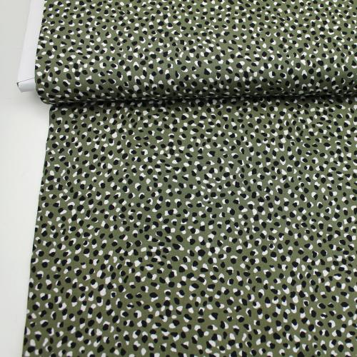 Viskose Twill „Funky Dots" - khaki